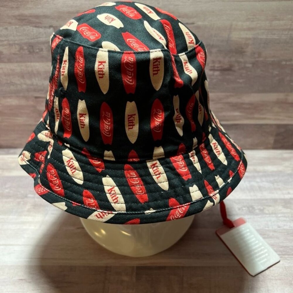 Kith x Coca-Cola Collaboration Bucket Hat Red & Black Pattern With Logo Design